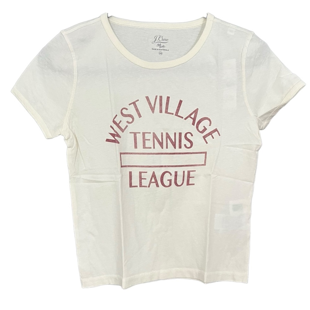 J.Crew Broken-in jersey "West Side Tennis League" cropped T-shirt